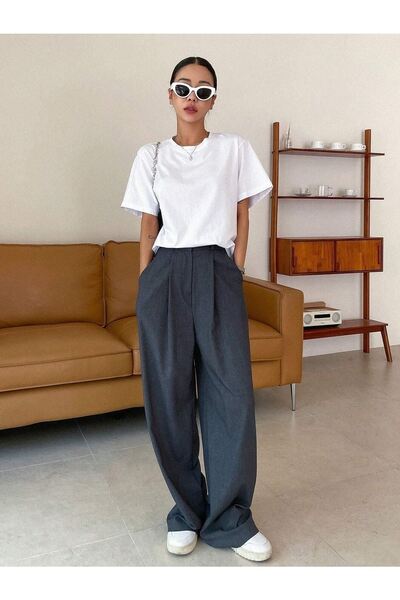 VBSVİBES تي شيرت محبوك مطبوع باللون الأبيض مقاس كبير للجنسين