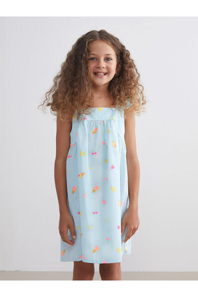 LC Waikiki Rochie din poplin pentru fete, cu guler pătrat, sezon nou Özmarka