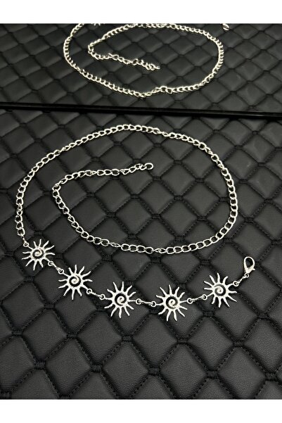 Mynoa Silver/Sun Figured, Chain Waist Belt, Women's Belt, Pantalon Belt