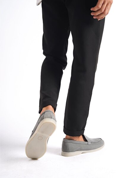 Mubiano Натуральна шкіра -MBKRY22103GR Сірий нубук Чоловічі мокасини