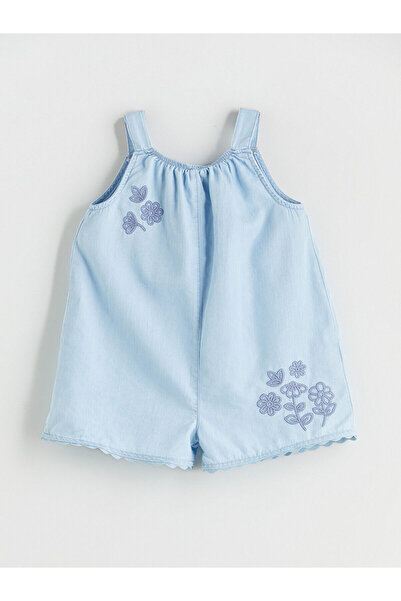 LC Waikiki Vizyon New Season Flower Embroidered Girls' Jumpsuit