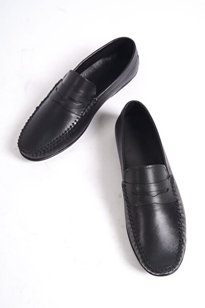 Mubiano Естествена кожа SRG666S Вътрешна и външна черна мъжка мокасини