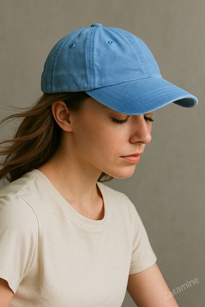 ZERAMİNE Unisex Washable Vintage Hat Blue Hat Cap