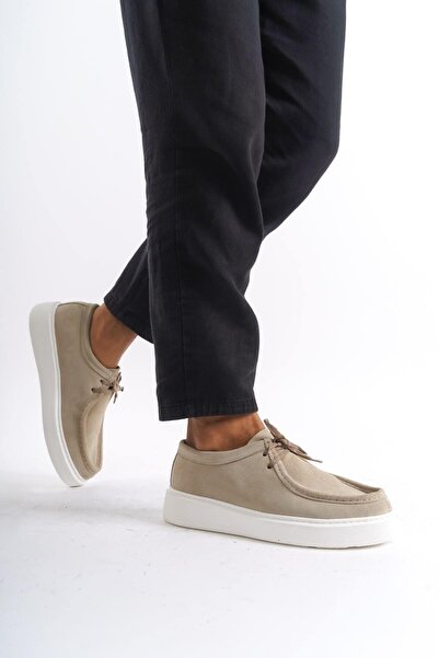 Mubiano Натуральна шкіра MBSR3535-BJ Чоловічі шнурівки Деталі Замша Повсякденне взуття бежевого кольору & Лофер