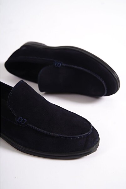 Mubiano Натуральна шкіра 22103T-LCV Синій нубку чоловічі лофери