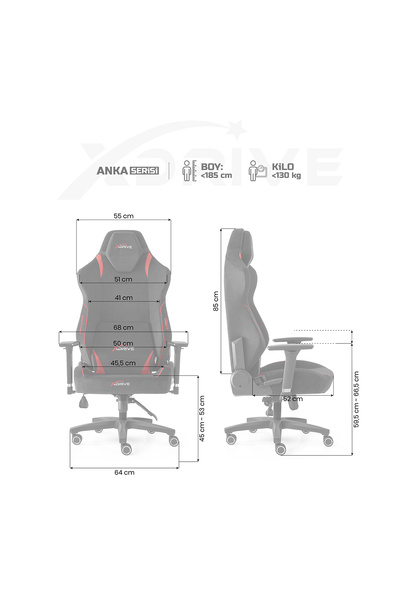 XDrive Anka Profesyonel Oyuncu Koltuğu Kumaş Kırmızı/siyah