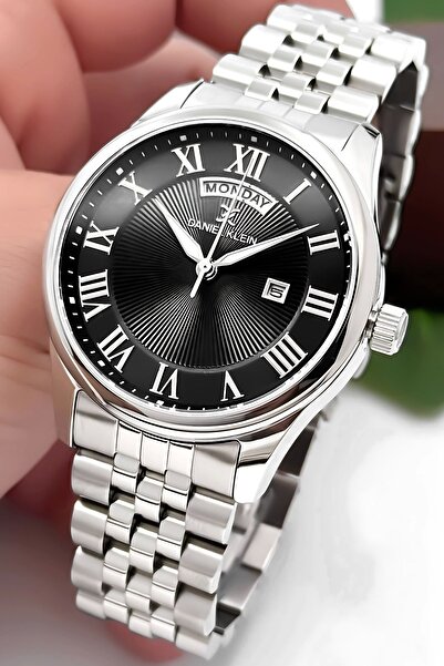 Daniel Klein Men's Wrist Watch Calendar Steel Cord Bracelet Zmdk1129