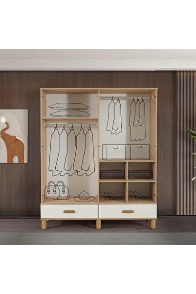 evimşah mobilya Evi̇mşah Gardirop 4 Kapili Oslo Aynali Dolap