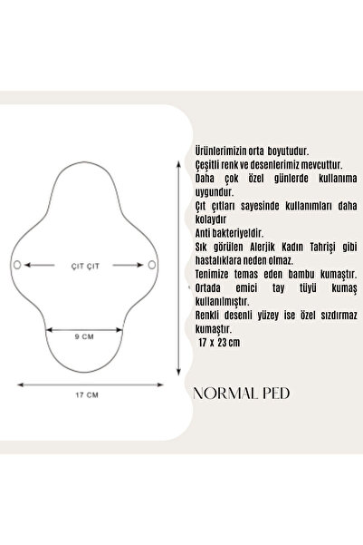 Ponped Bambu Yenii Yıkanabilir Doğal Kadın Pedi 6'lı (NORMAL) - Fırsat Set