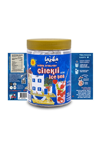 LAZİKA Soğuk Demleme Naneli Çilekli Detoks Çayı-20'li PLA Piramit Poşet