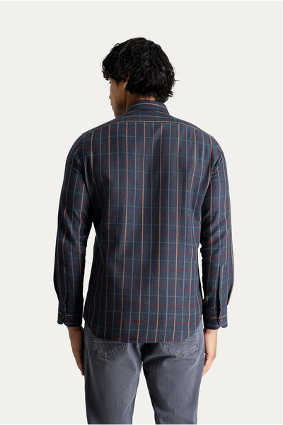 Kiğılı Μακρυμάνικο Slim Fit Slim Fit καρό ξυλοκόπος αθλητικό βαμβακερό πουκάμισο με γιακά με κουμπιά