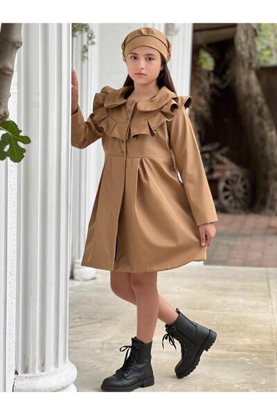 ELAFOR Girls' Ruffled Seasonal Beret Jacket/Mantel/Trench Coat/Raincoat