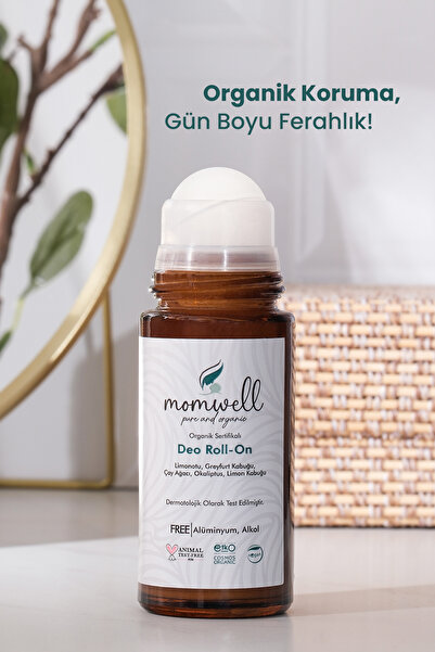 Momwell Organik Deo Roll‑On | Alüminyumsuz Deodorant, Alkolsüz, Vegan, Doğal İçerik | 50 ml