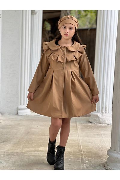 ELAFOR Girls' Ruffled Seasonal Beret Jacket/Mantel/Trench Coat/Raincoat