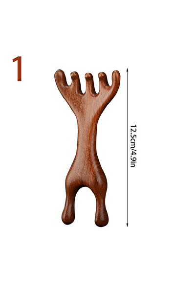 Choice1 1 مشط تدليك الجسم ميريديان خشب الصندل قرون الغزلان أسنان واسعة الوخز ...