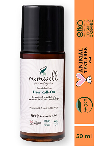 Momwell Organik Deo Roll‑On | Alüminyumsuz Deodorant, Alkolsüz, Vegan, Doğal İçerik | 50 ml