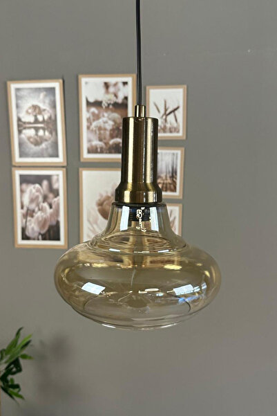 Bamyum Lumsa Cam Bal Rengi Tekli Avize Eskitme Fener Başlık Retro Sarkıt Lamb...