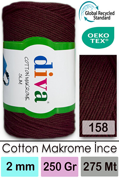 Diva İplik Diva Cotton Макроме Тонкий 158 Баклажан