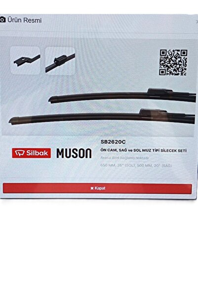 Silbak FORD FOCUS 2018- ÖN SİLECEK SÜPÜRGE TAKIMI MUZ TİPİ (SOL 650MM -500MM SAĞ ) -KX7J S17528 AA -SB2620C