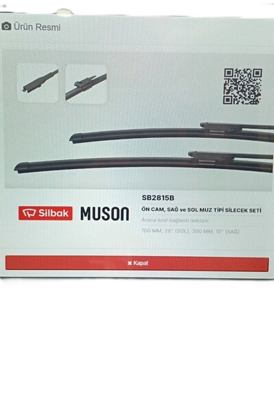 Silbak FORD COURİER 2014- ÖN SİLECEK SÜPÜRGESİ TAKIMI MUZ TİPİ (SOL 700MM-SAĞ 380MM)-ET76 S17528 CB-SB2815B