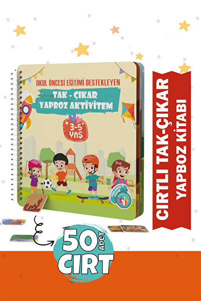 Bunbaza Tak Çıkar Cırt Cırtlı Yapboz Aktivite Kitabı 50 Adet Cırt 3-5 Yaş, Okul Öncesi Eğitim