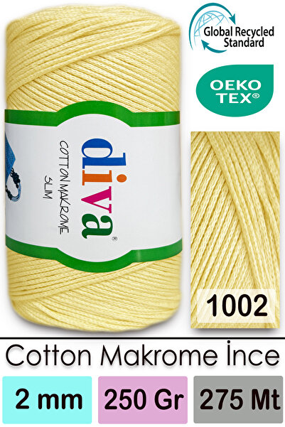 Diva İplik Diva Cotton Макроме Тонкий 1002 М'який Жовтий