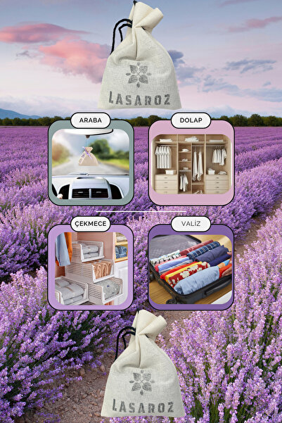 lasaroz 5 Adet Lavanta Kesesi Dolap Çekmece Araba Kokusu %100 Doğal