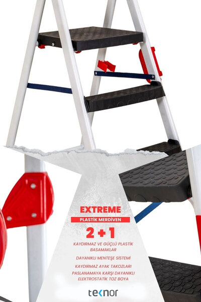 Teknor Extreme Plastik 2+1 Basamaklı Metal Merdiven