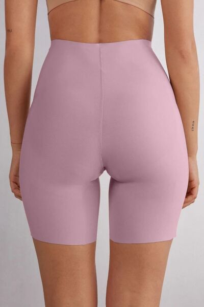 MİSTİRİK Anoky Μοντέλο Υψηλής Μέσης Ελαστικού Υφάσματος Πλευρική Σιλικόνη Λέιζερ Κομμένα Σορτς Κορσέ Ροζ χρώμα