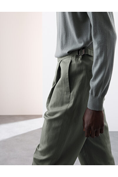 Marks & Spencer Keten Karışımlı Tek Pileli Smart Pantolon