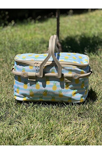 Kale Termos Izolasyonlu Ananas Desenli Piknik Çanta