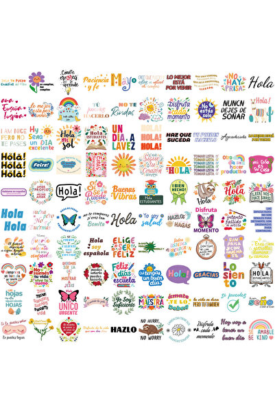 Choice 100 قطعة من ملصقات التحفيز الإسبانية، مواد لطيفة ورائعة، ملصقات لحافظا...