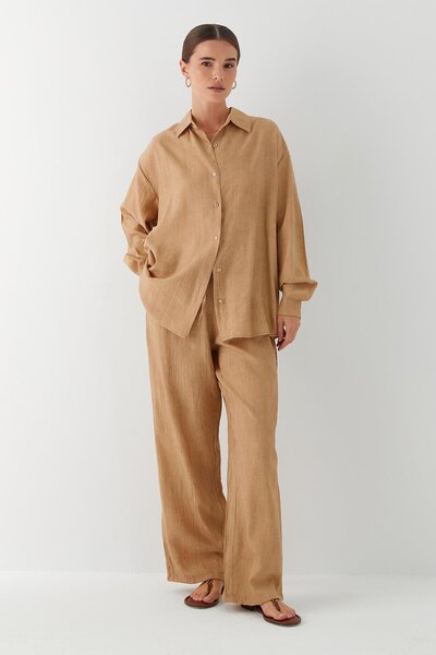 MARKALİSTE Shirt Pants Suit Camel