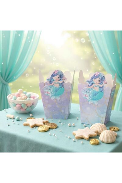 Cadde Süs Mermaid Themed Popcorn 8-Piece Corn Box