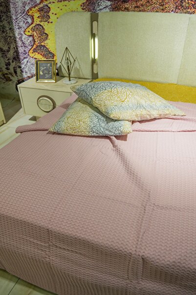 Muteks Premium Powder Colored 100% Cotton Single Summer Blanket - Anti-Sweat Bedspread (160x240cm)