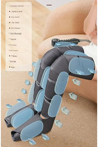 Mega Plus Diz Bacak Ayak için - Isıtmalı - Hava Sıkıştırmalı Masaj Aleti Kas Artrit Ağrısı - Eklem Terapisi