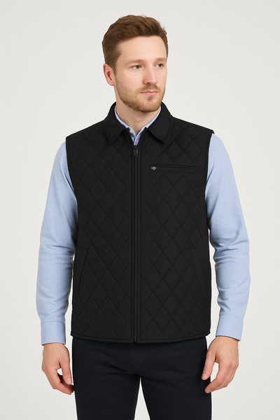 BYBEYEMS GİYİM Black Winter Men's Vest with Fleece Inside