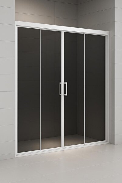 Durul Duşakabin Füme Temper Cam Ön Cephe Beyaz Profil - Yükseklik: 190 cm