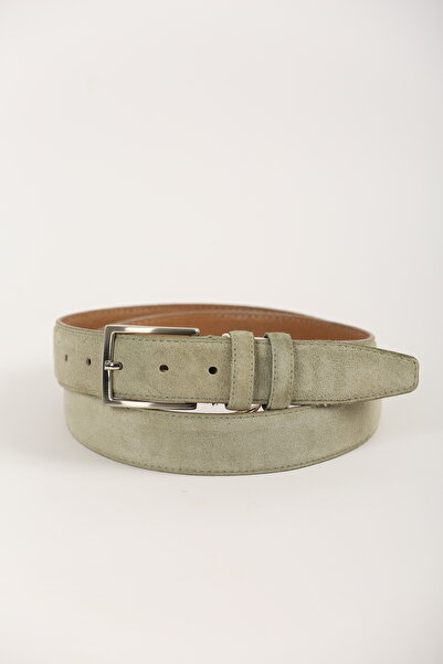 KASVA DERİ حزام جلد طبيعي من جلد الغزال الأخضر النعناعي مقاس 3.5 سم