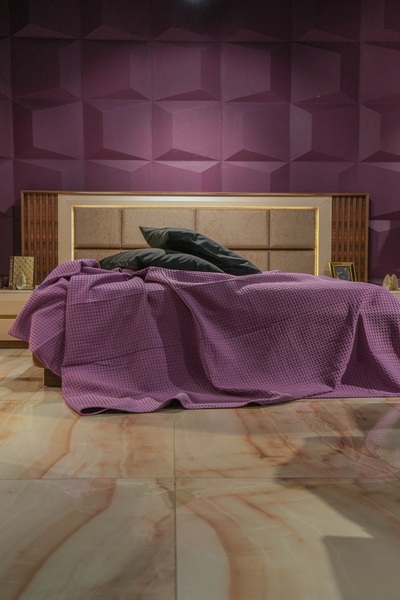 Muteks Premium 100% Cotton Single Summer Pike - Purple Color, Anti-Sweat Fabric, 160x240cm Bedspread