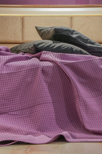 Muteks Premium 100% Cotton Single Summer Pike - Purple Color, Anti-Sweat Fabric, 160x240cm Bedspread