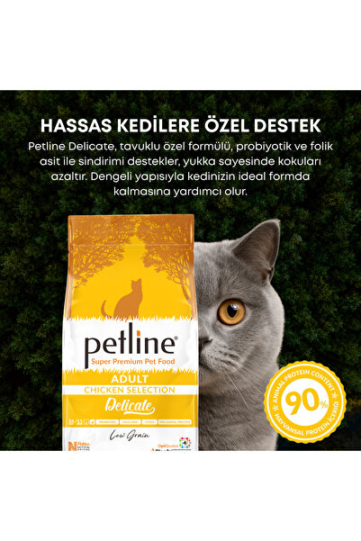 Petline Yüksek Proteinli Ve Dengeli Beslenme Sağlayan Tavuklu Kedi Maması 20k...