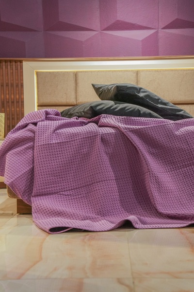 Muteks Premium 100% Cotton Single Summer Pike - Purple Color, Anti-Sweat Fabric, 160x240cm Bedspread