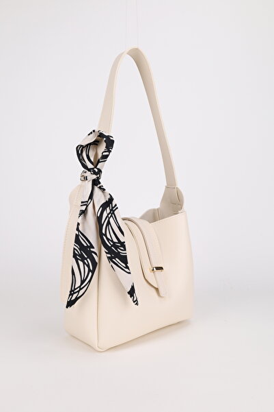 NOTHING Жіноча кремова сумка з ременем, детально оздоблена хусткою, подарункова сумка через плече Leona