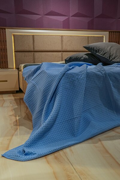 Muteks Premium 100% βαμβακερό διπλό καλοκαιρινό πικέ - μπλε, ύφασμα κατά του ιδρώτα, κάλυμμα κρεβατιού 240x200 cm