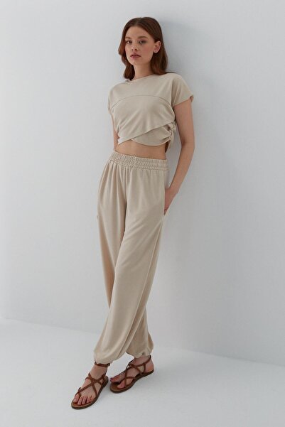 MARKALİSTE Σετ Cropped Stone με ασύμμετρη κοπή