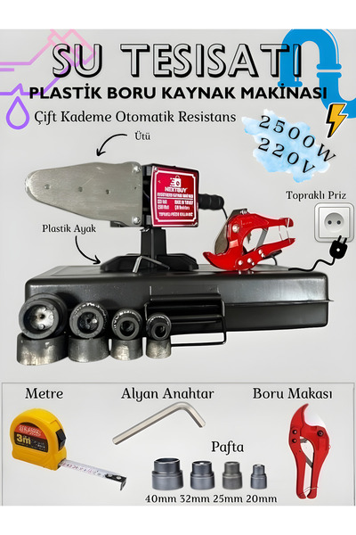 nextbuy 2500W Su Tesisatı Plastik Boru Kaynak Makinesi Çift Kademe Çantalı Ma...