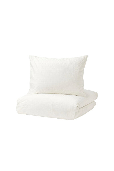 IKEA tek kişilik nevresim seti, beyaz, 150x200/50x60 cm