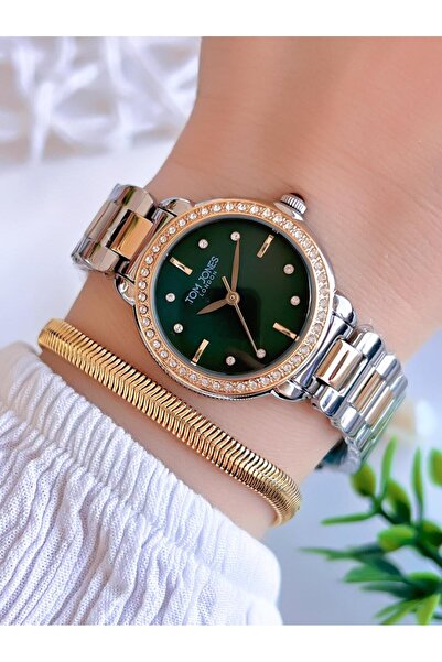 Tom Jones Çelik Kordon Kararma Renk Atma Yapmaz 3 Atm Suya Dayanıklı Kadın Ko...