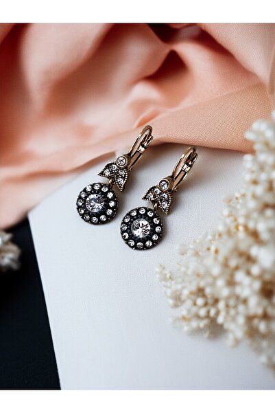 FAYRA ACCESSORIES Elmas Montür Zirkon Taşlı Yuvarlak Küpe